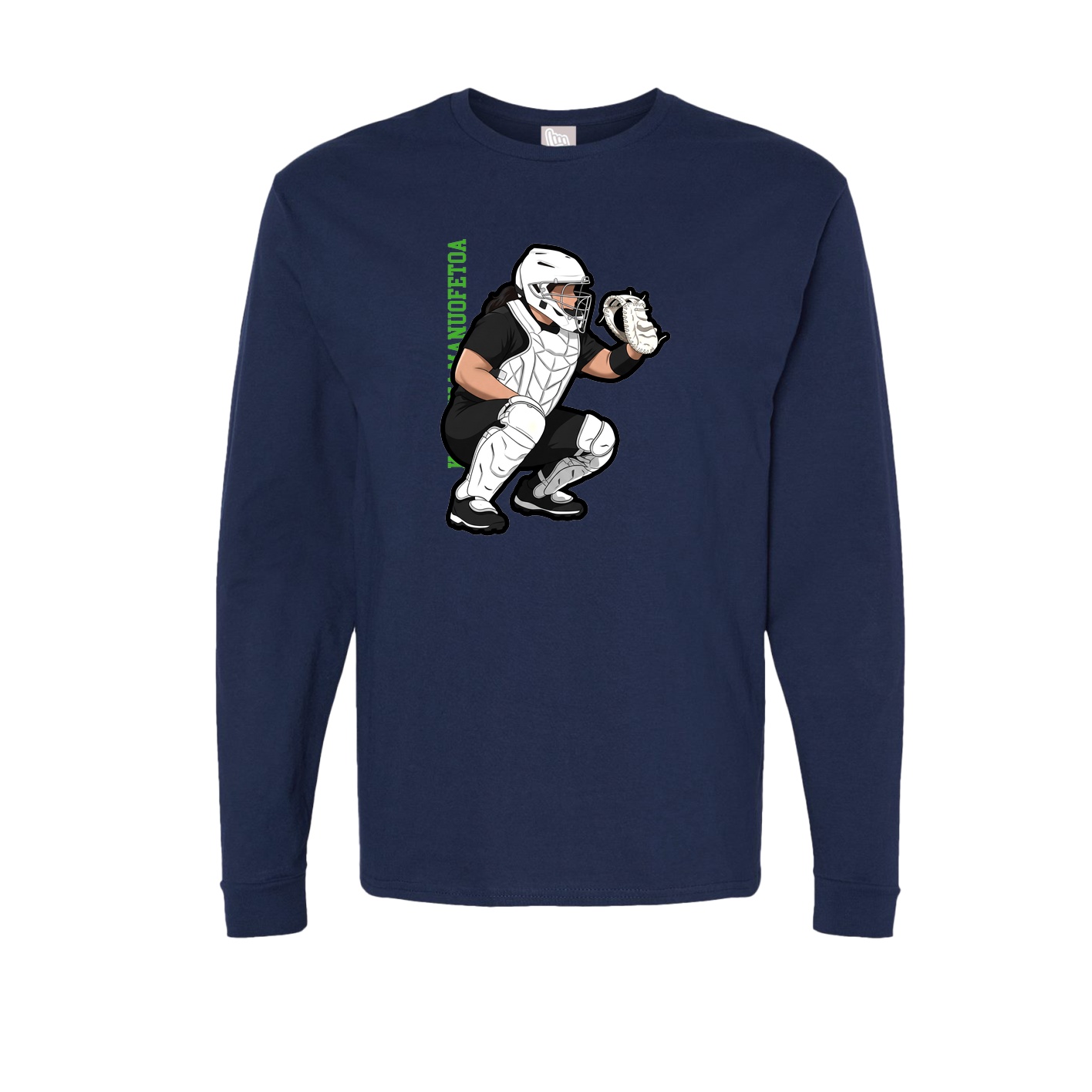 Long Sleeve Tee — Name Vertical in Navy