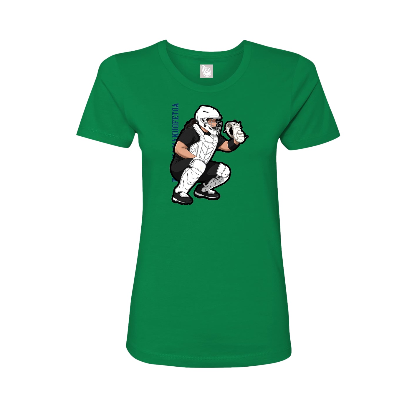 Fitted Women's Tee — Name Vertical in Green