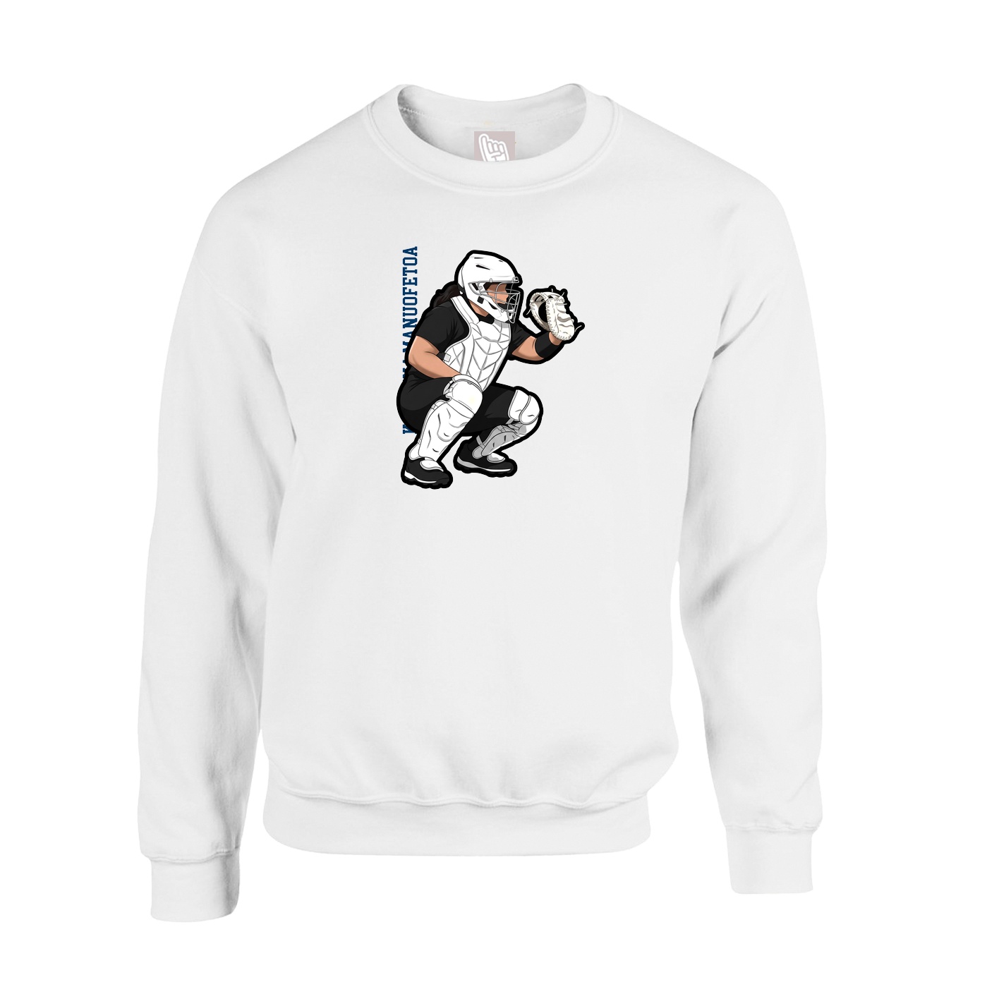 Fleece Crew — Name Vertical in White