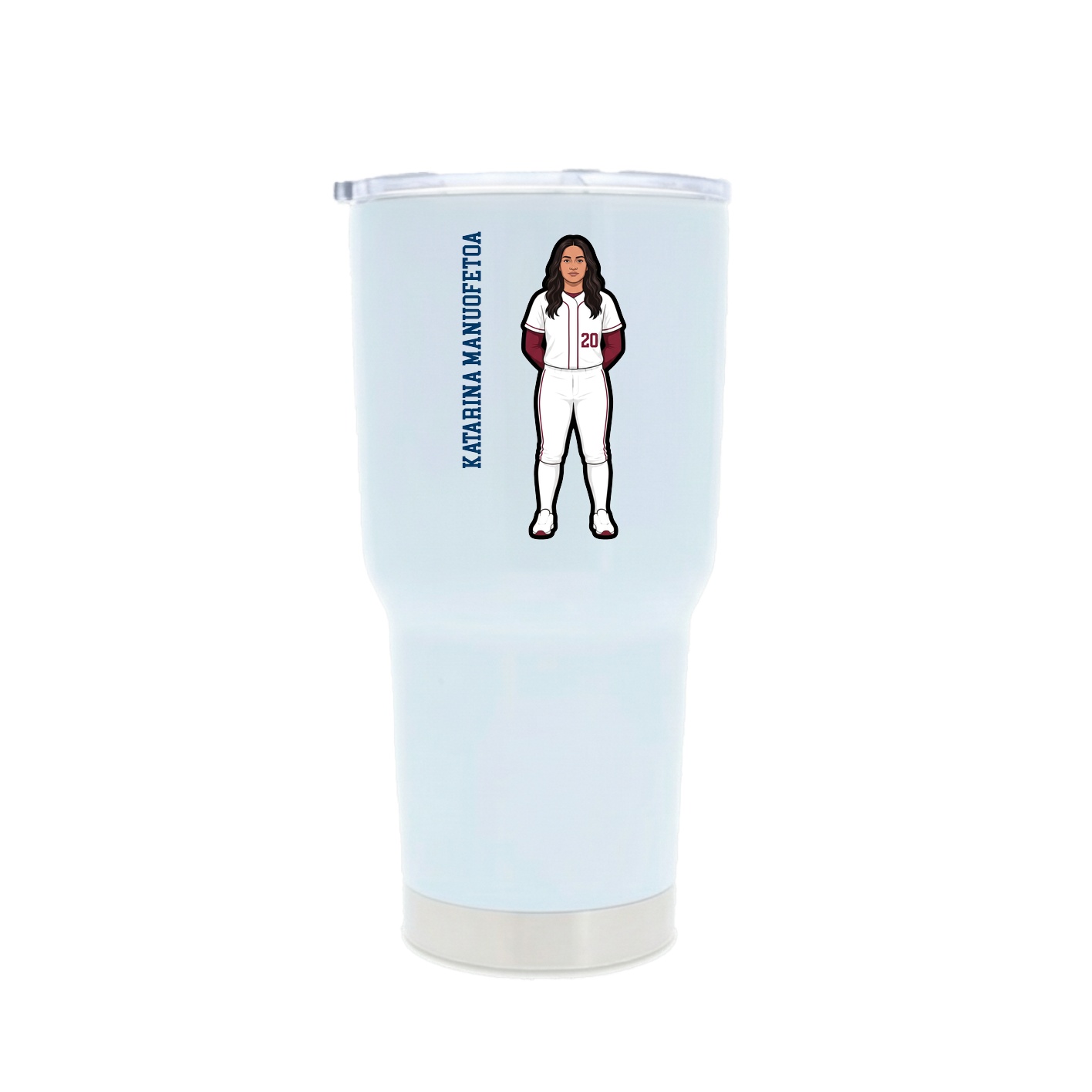 30oz Stainless Steel Tumbler — Name Vertical in White