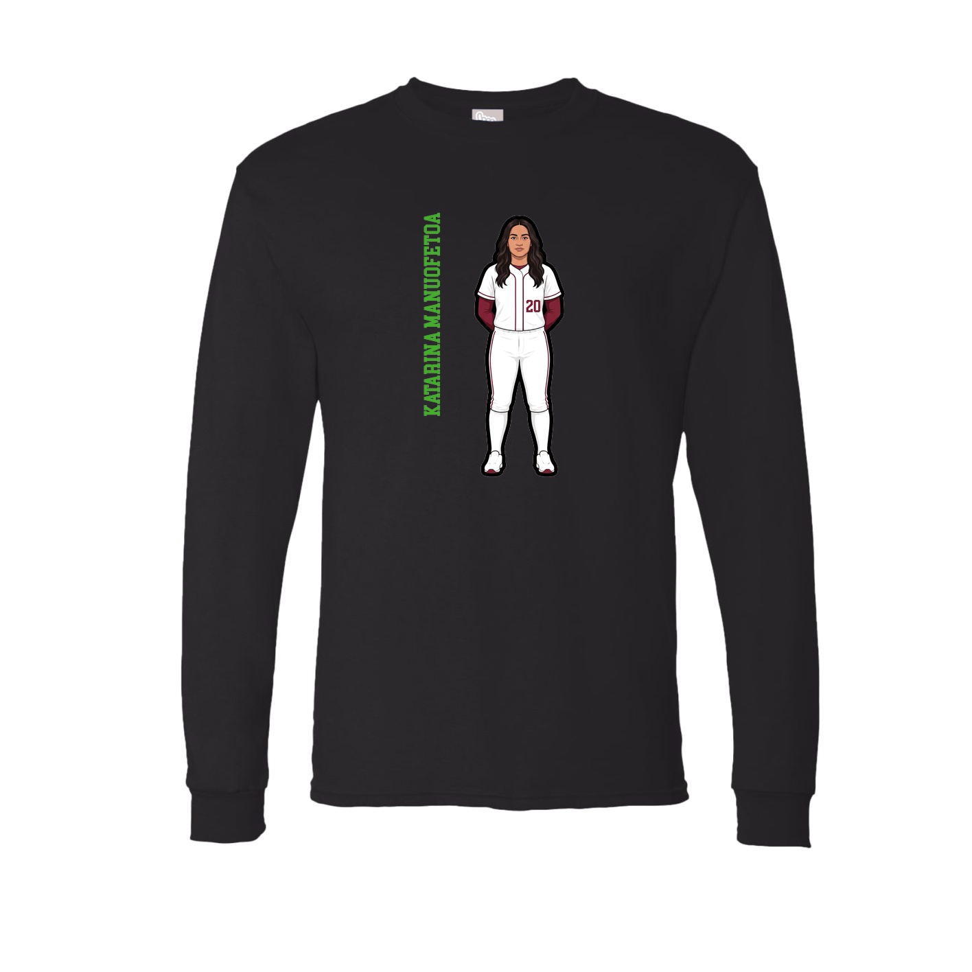 Long Sleeve Tee — Name Vertical in Black