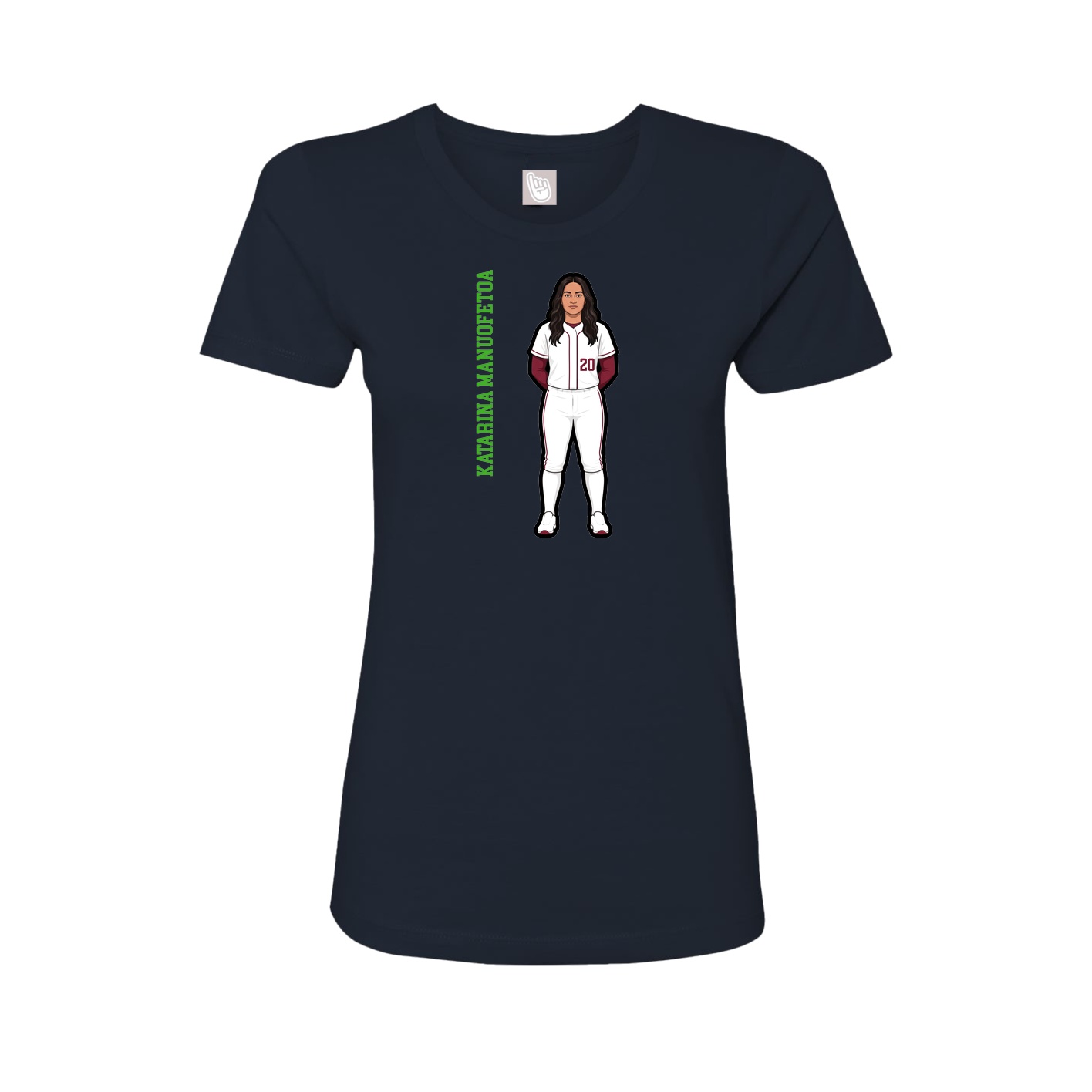 Fitted Women's Tee — Name Vertical in Navy