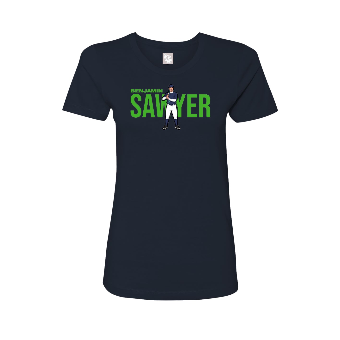 Fitted Women's Tee — Player Name in Navy