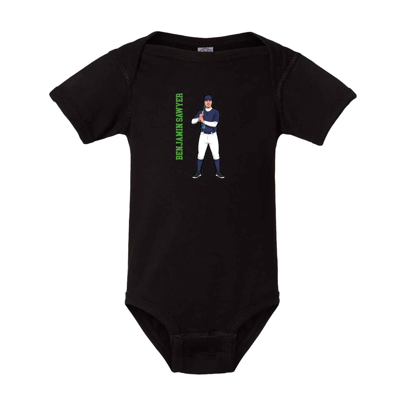 Baby Onesie — Name Vertical in Black