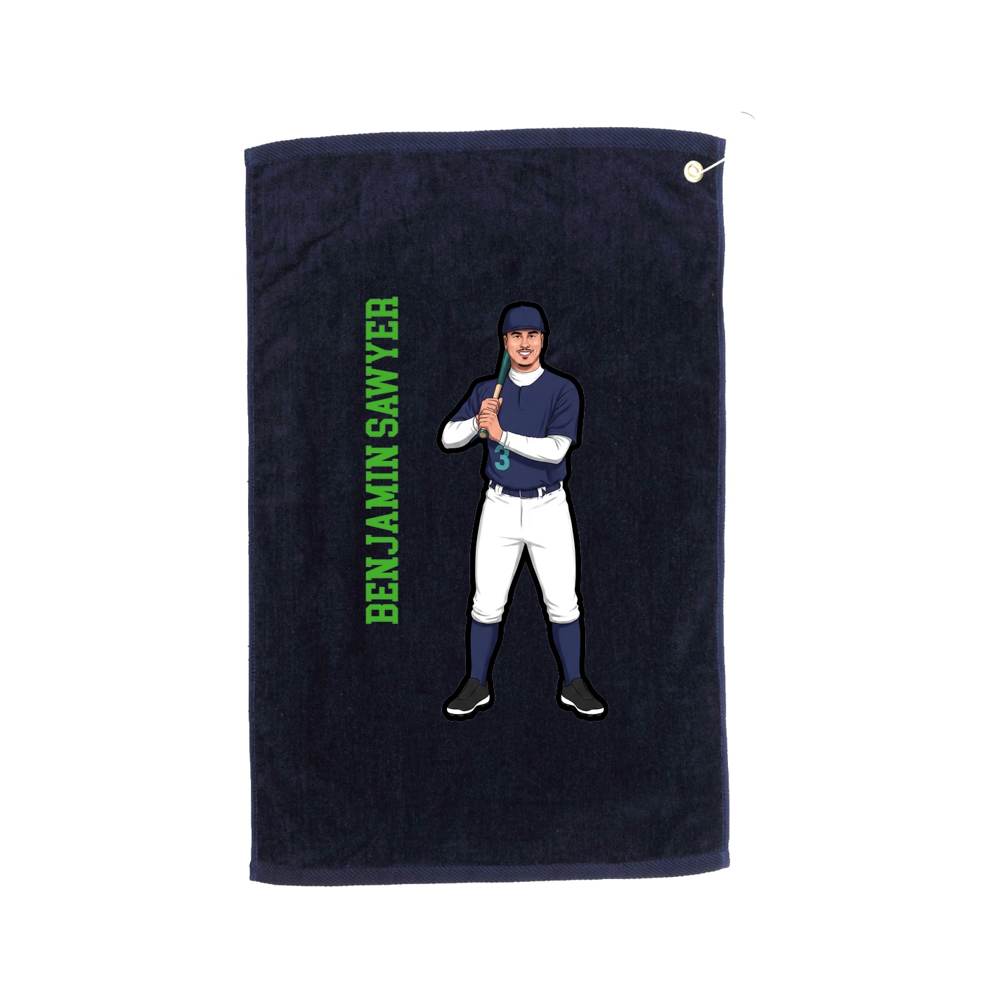 Golf Towel — Name Vertical in Navy