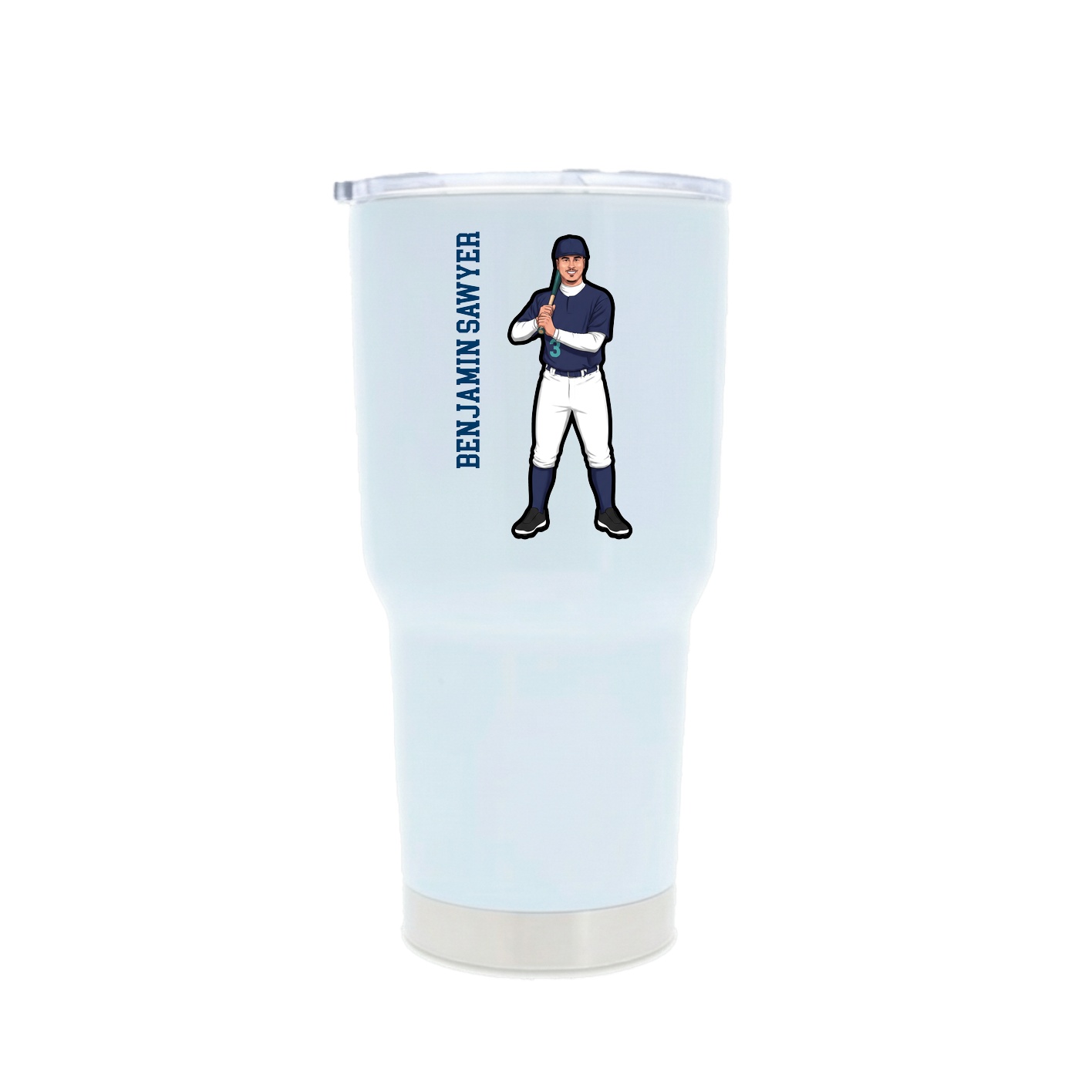 30oz Stainless Steel Tumbler — Name Vertical in White