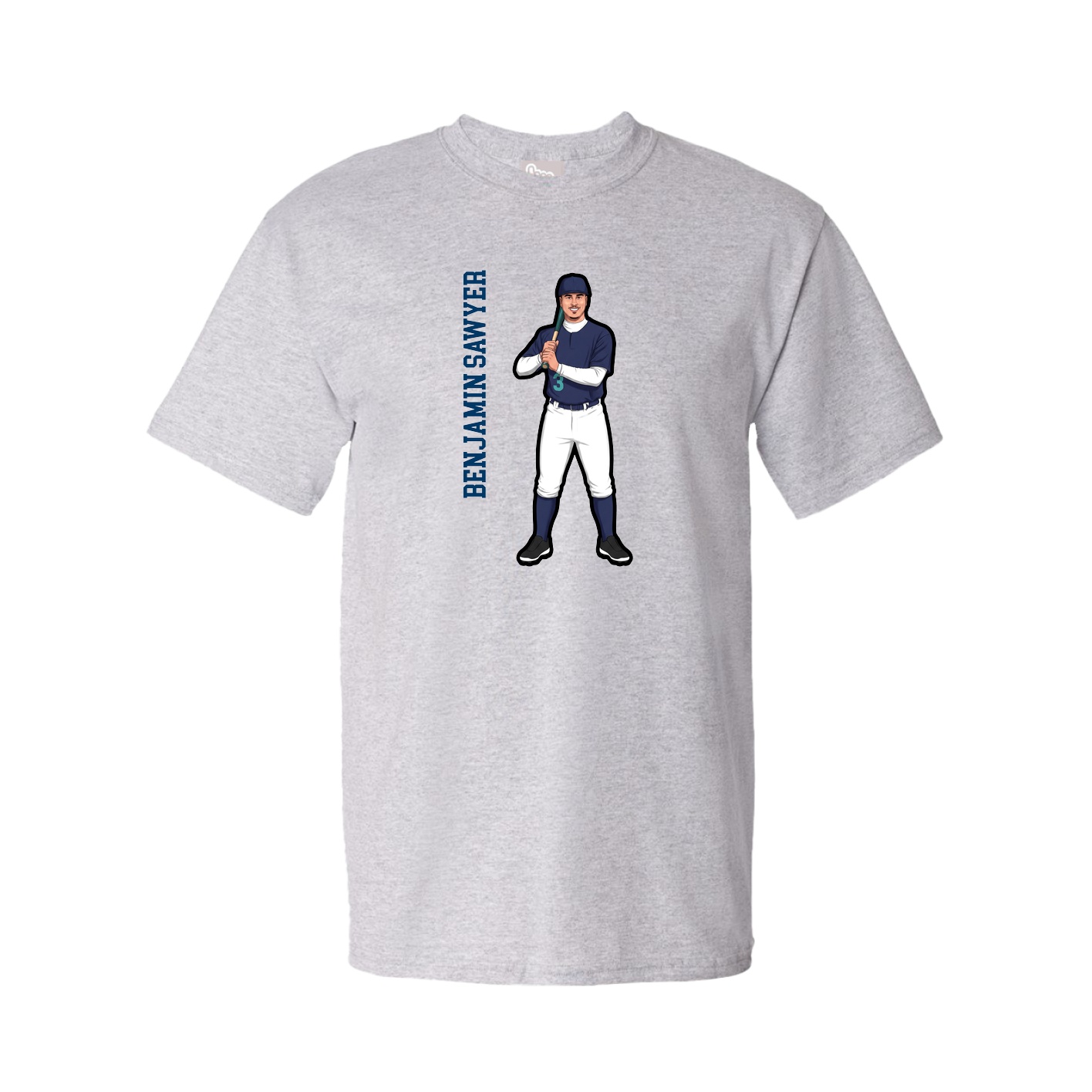 Youth Tee — Name Vertical in Grey
