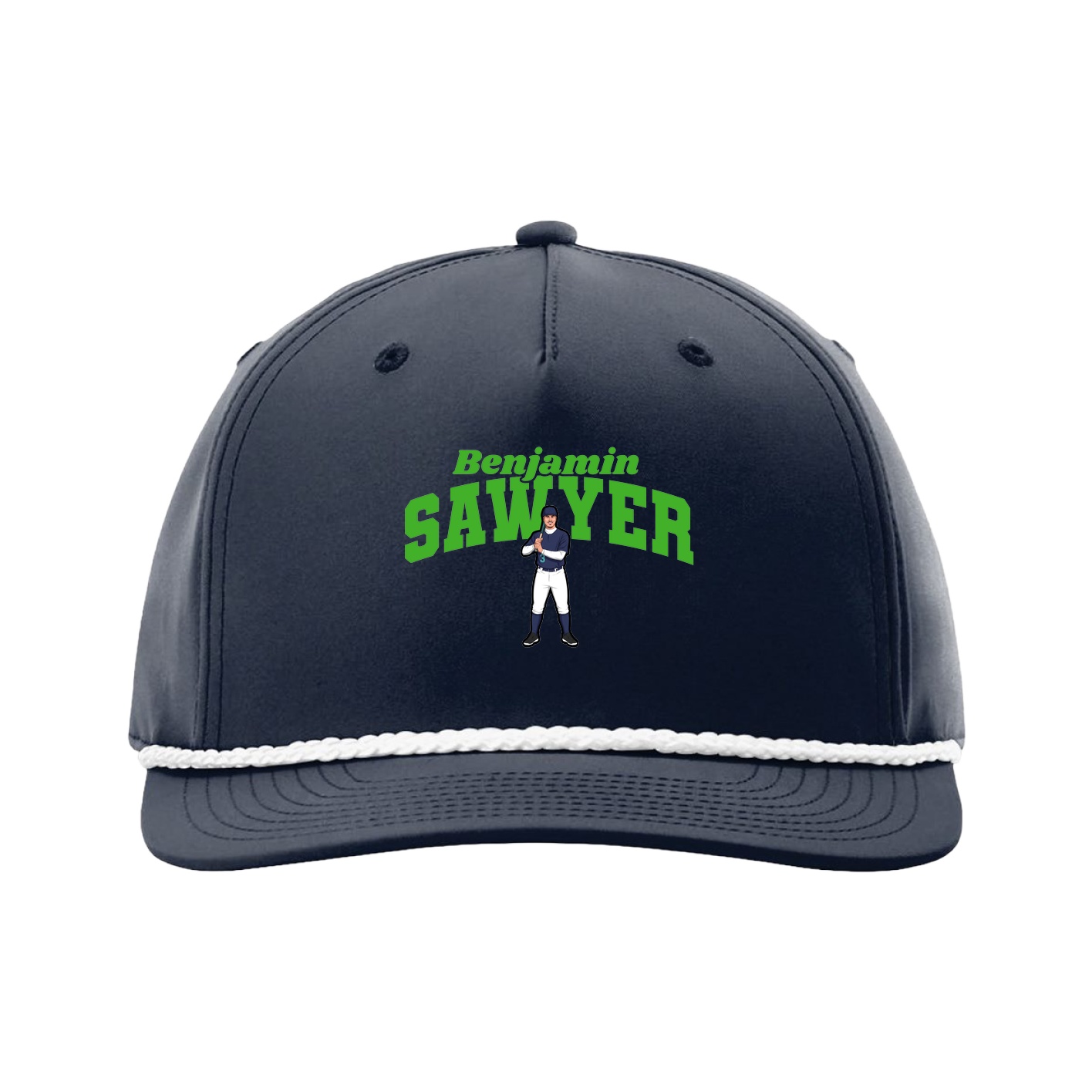 Five-Panel Classic Rope Cap — Signature Arch in Navy