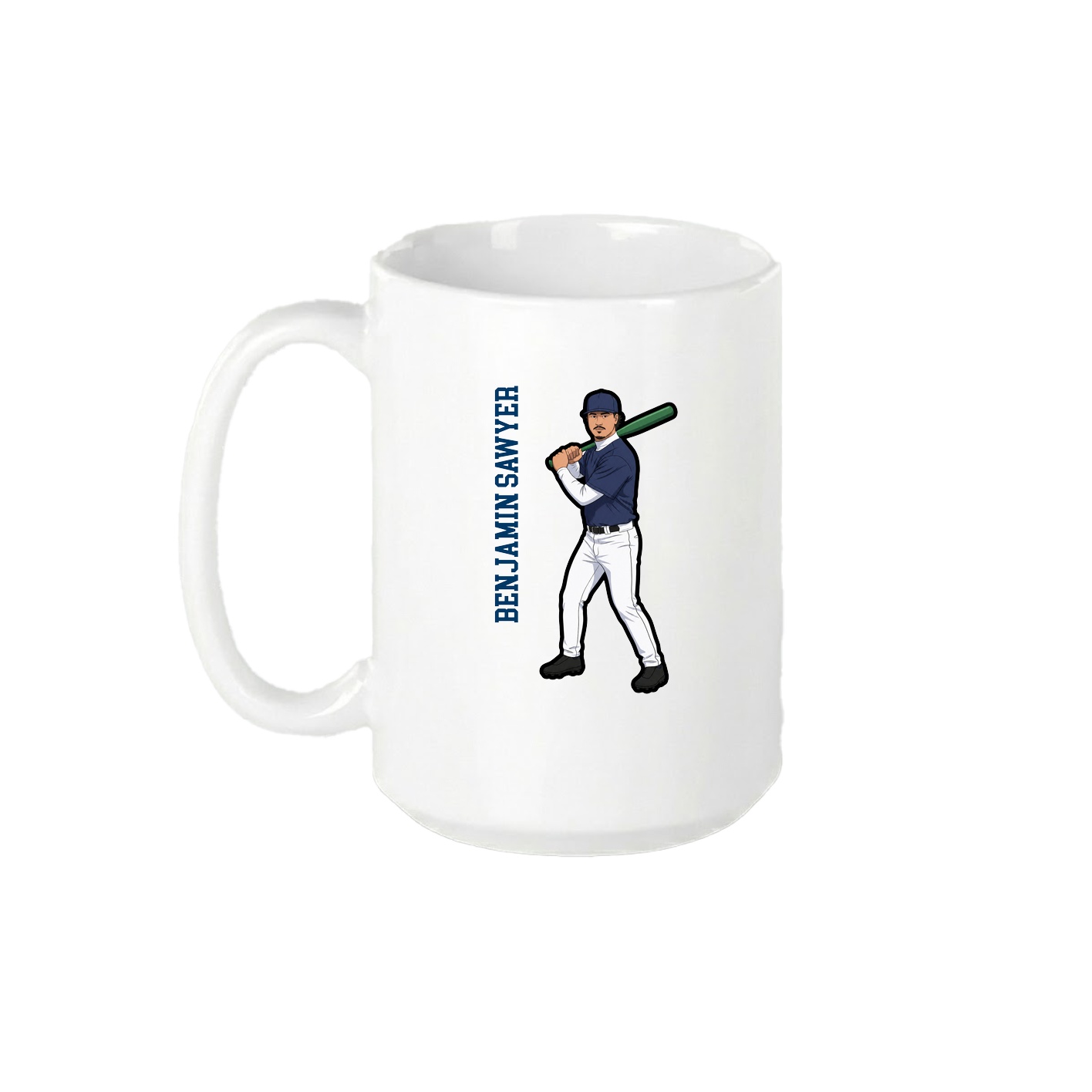 15oz Coffee Mug — Name Vertical in White