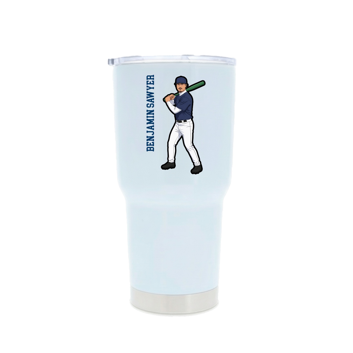 30oz Stainless Steel Tumbler — Name Vertical in White
