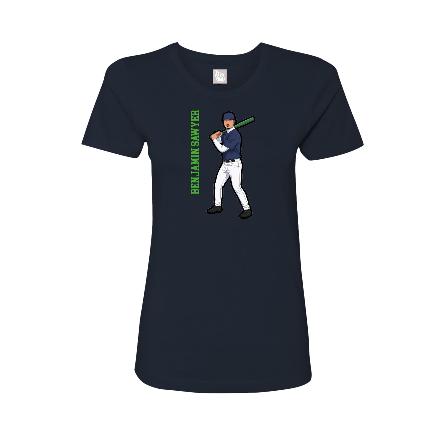Fitted Women's Tee — Name Vertical in Navy