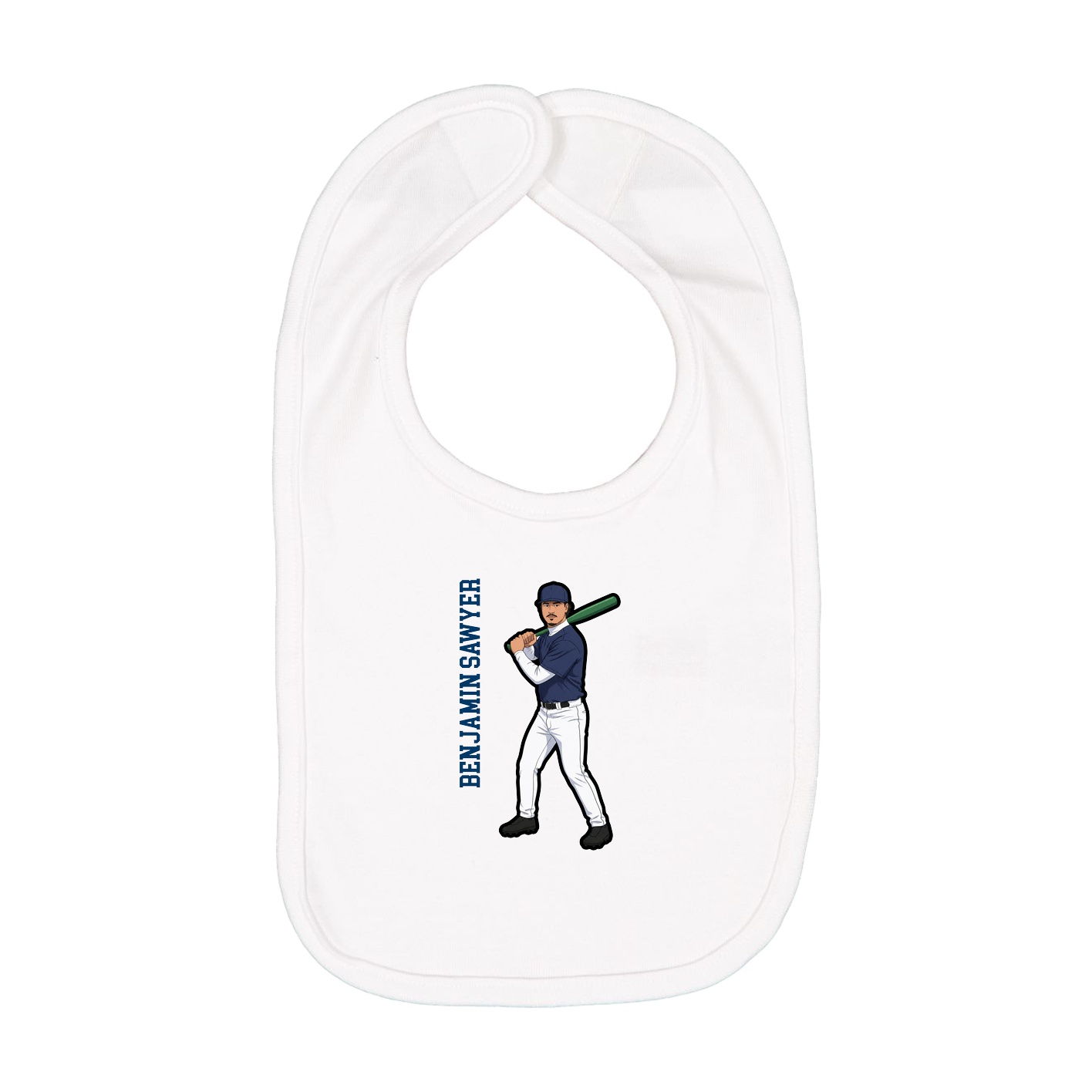 Infant Bib — Name Vertical in White