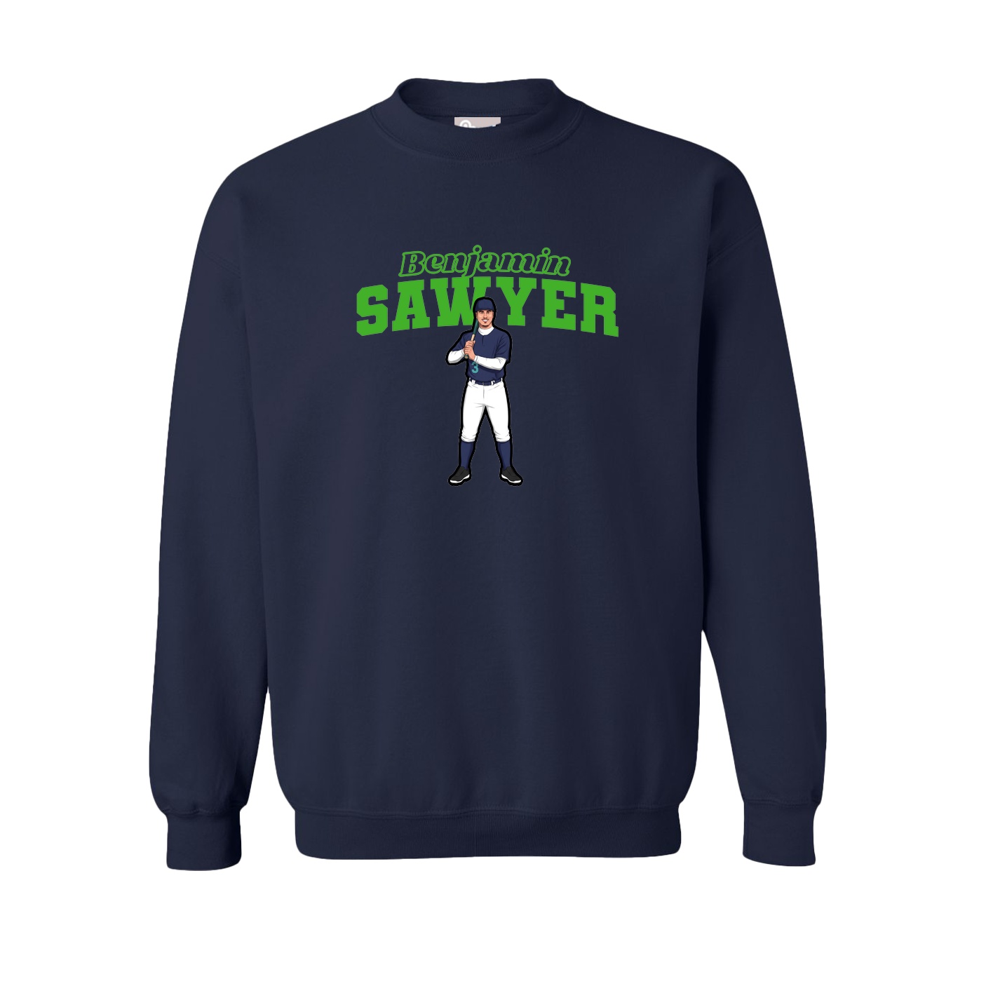 Fleece Crew — Name Arch in Navy