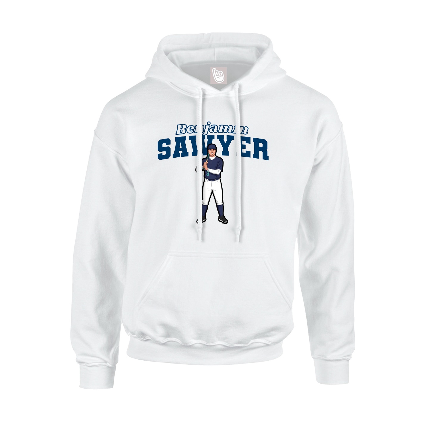 Youth Hoodie — Name Arch in White