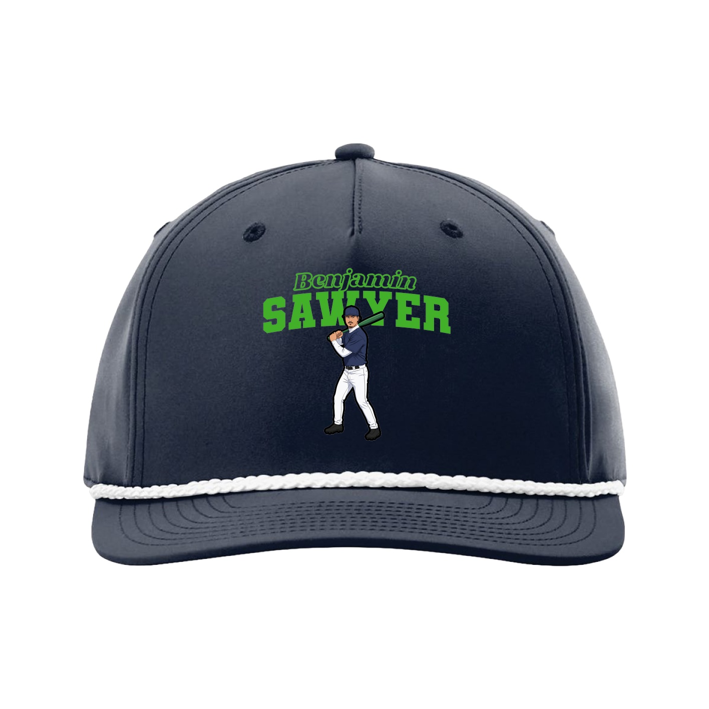 Five-Panel Classic Rope Cap — Name Arch in Navy