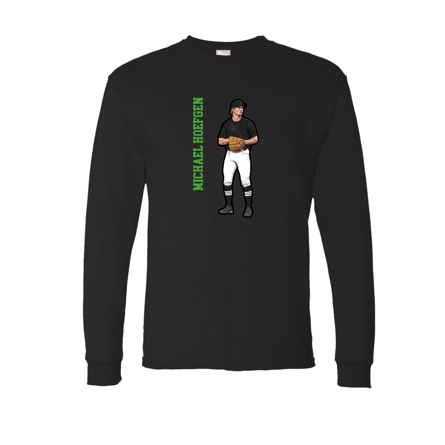 Long Sleeve Tee — Name Vertical in Black
