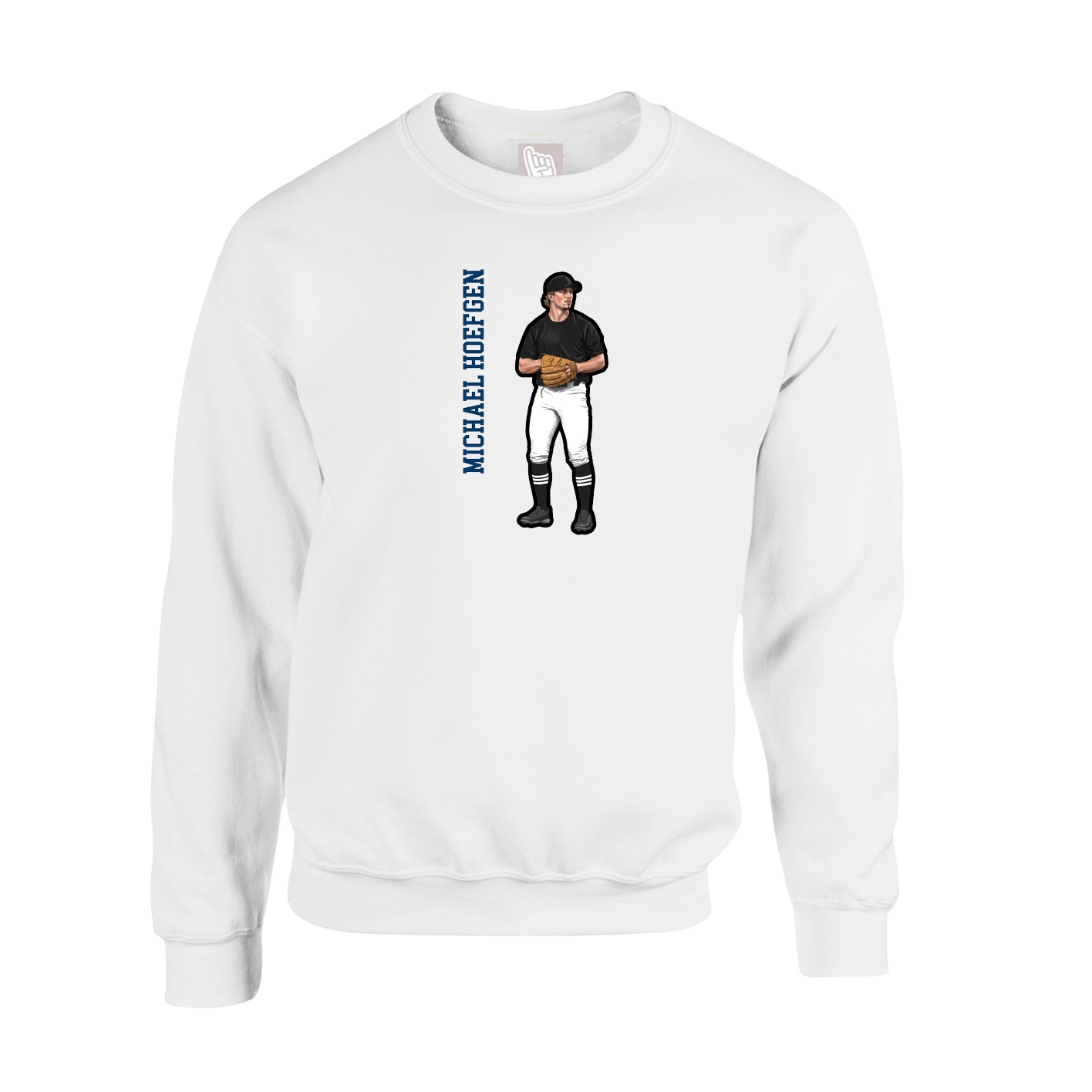 Fleece Crew — Name Vertical in White