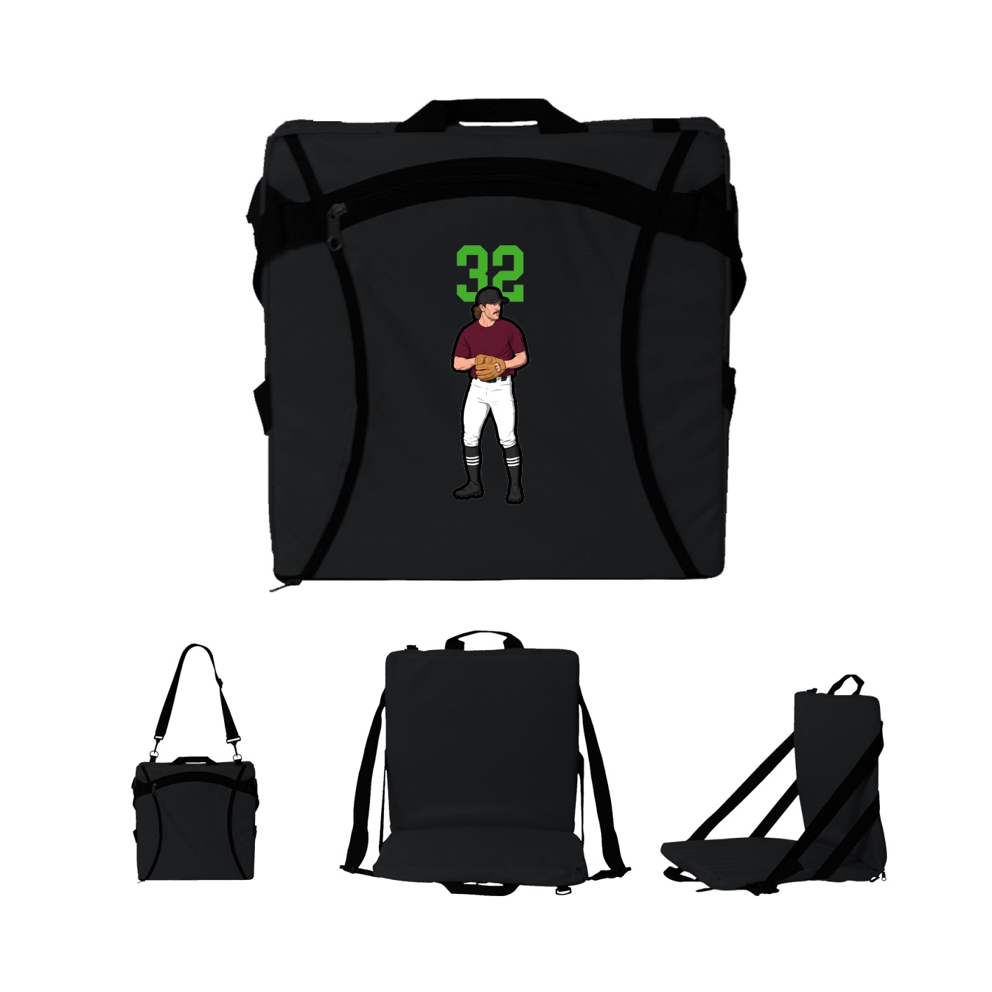 Folding Stadium Seat — Number Top in Black