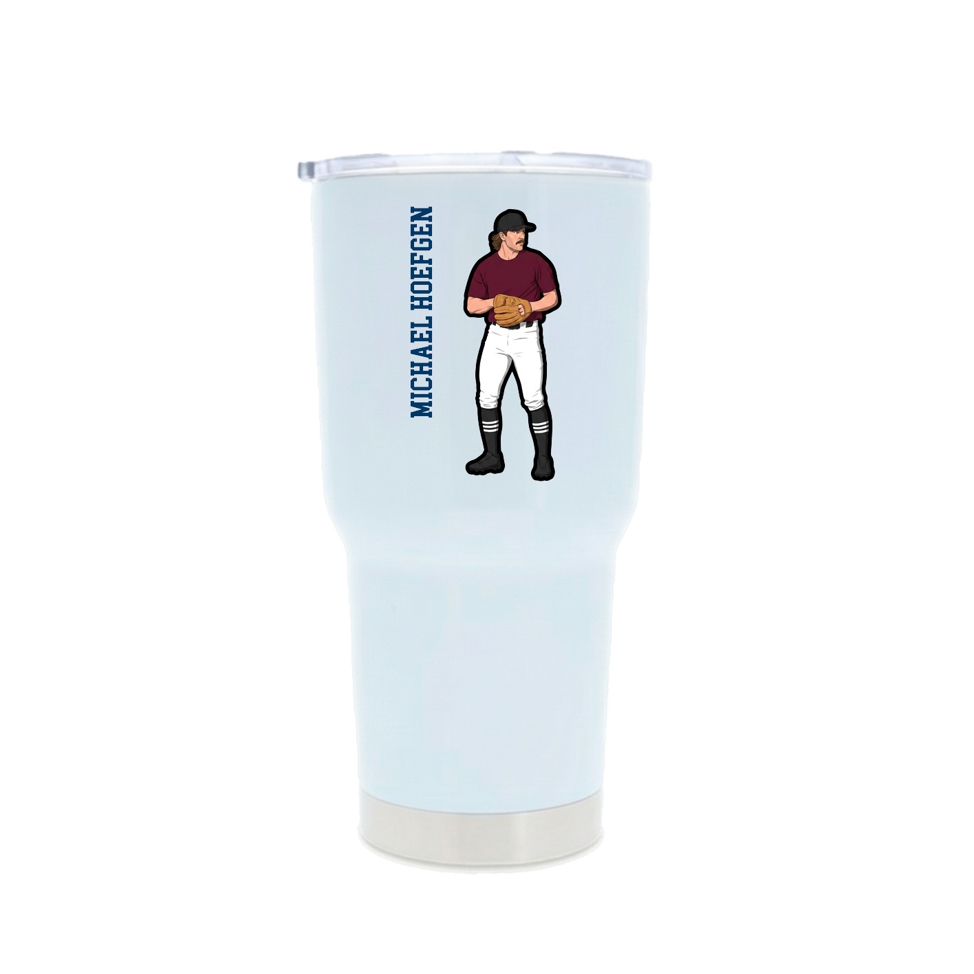 30oz Stainless Steel Tumbler — Name Vertical in White