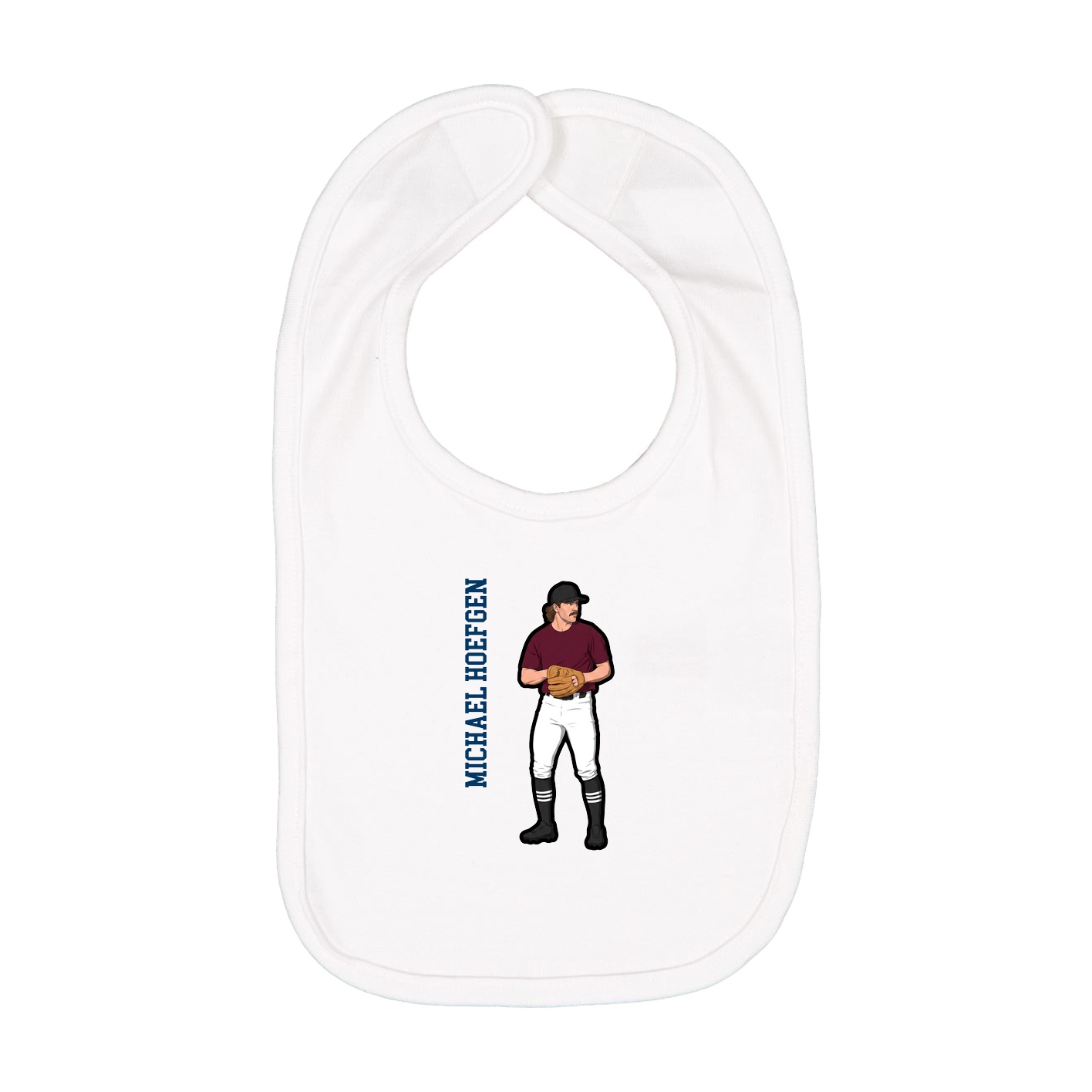Infant Bib — Name Vertical in White