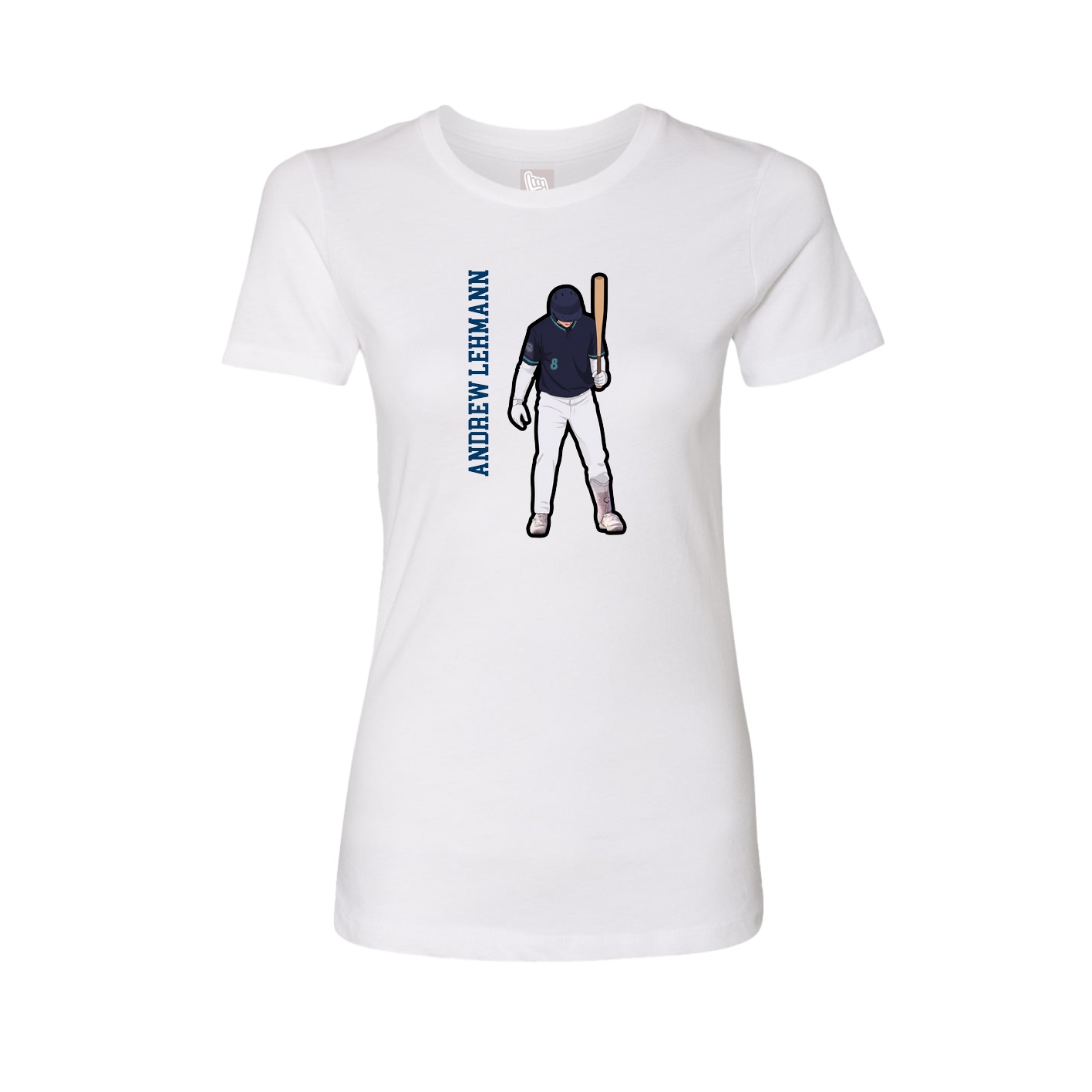 Fitted Women's Tee — Name Vertical in White