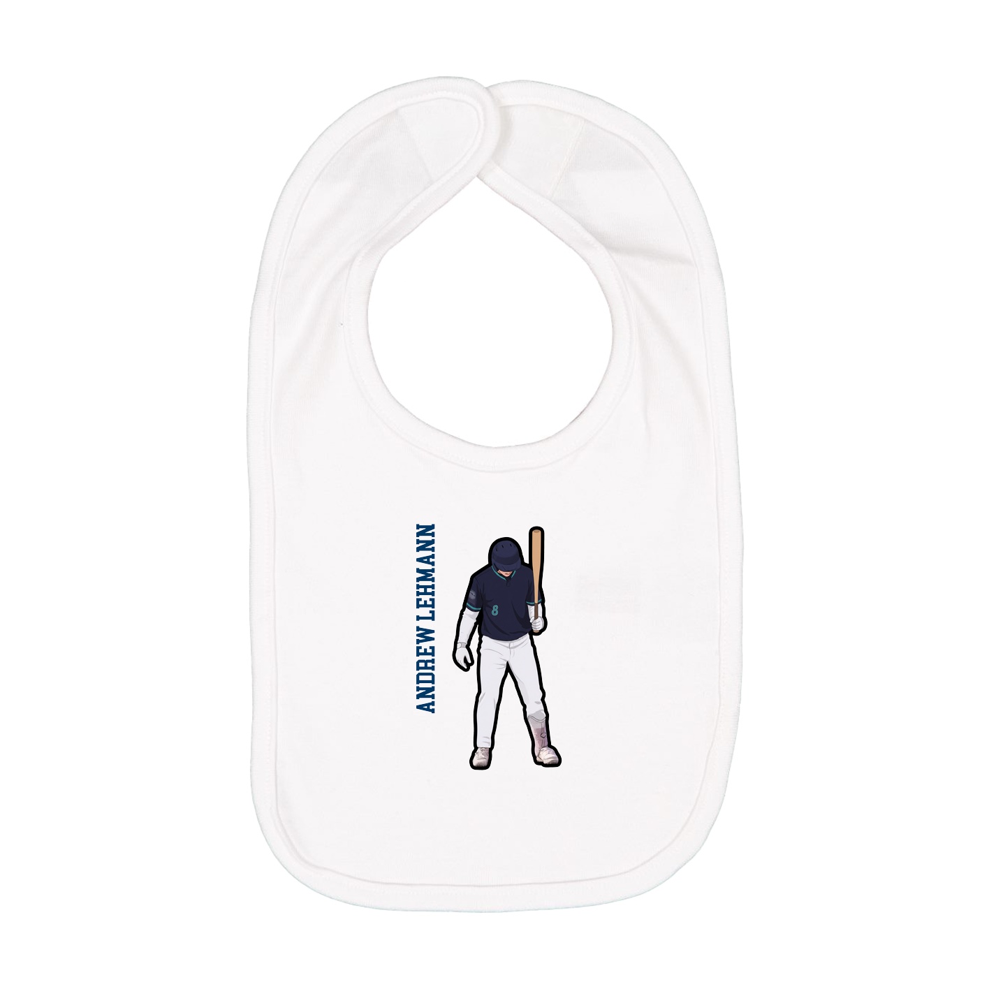 Infant Bib — Name Vertical in White