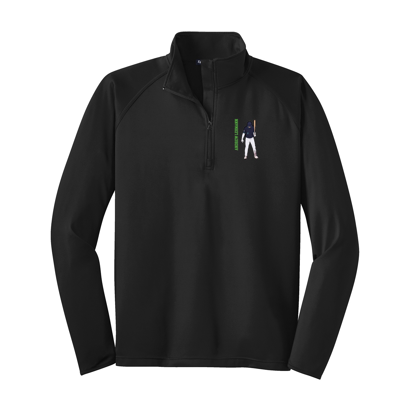 Q-Zip Pullover — Name Vertical in Black