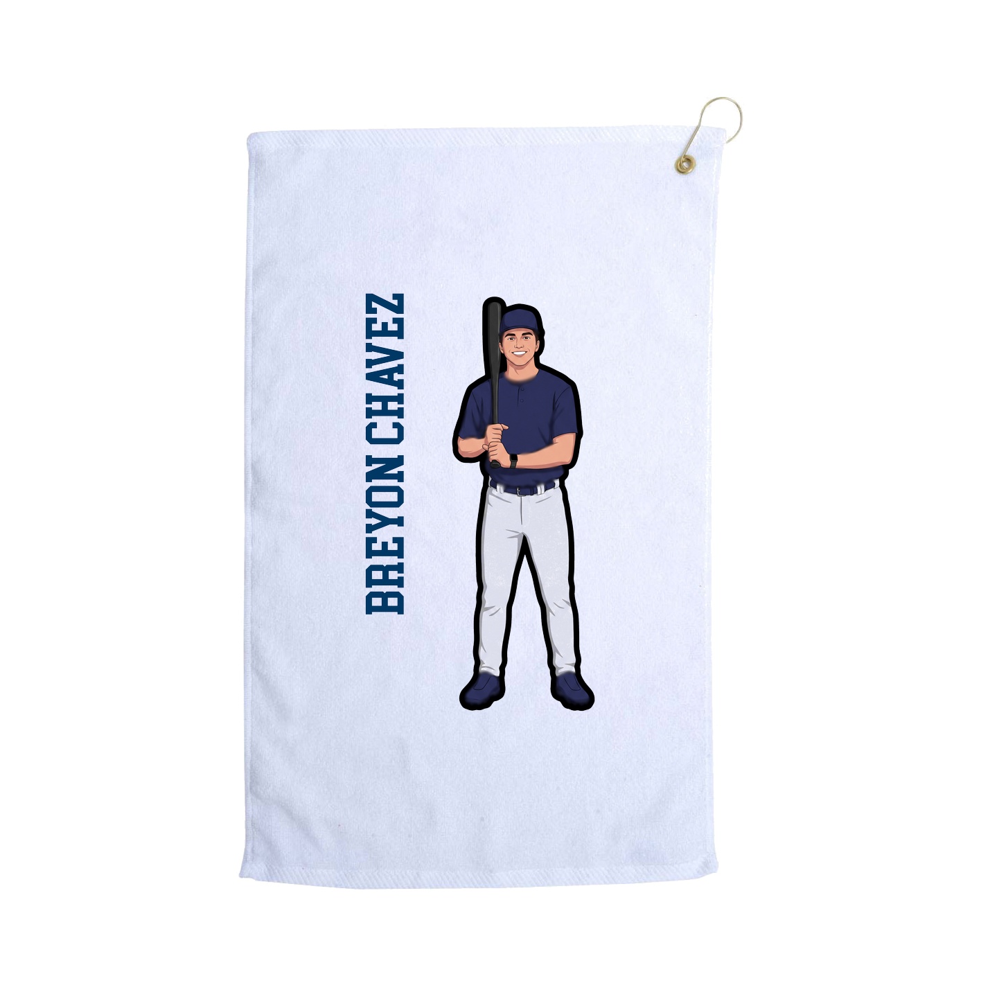 Golf Towel — Name Vertical in White