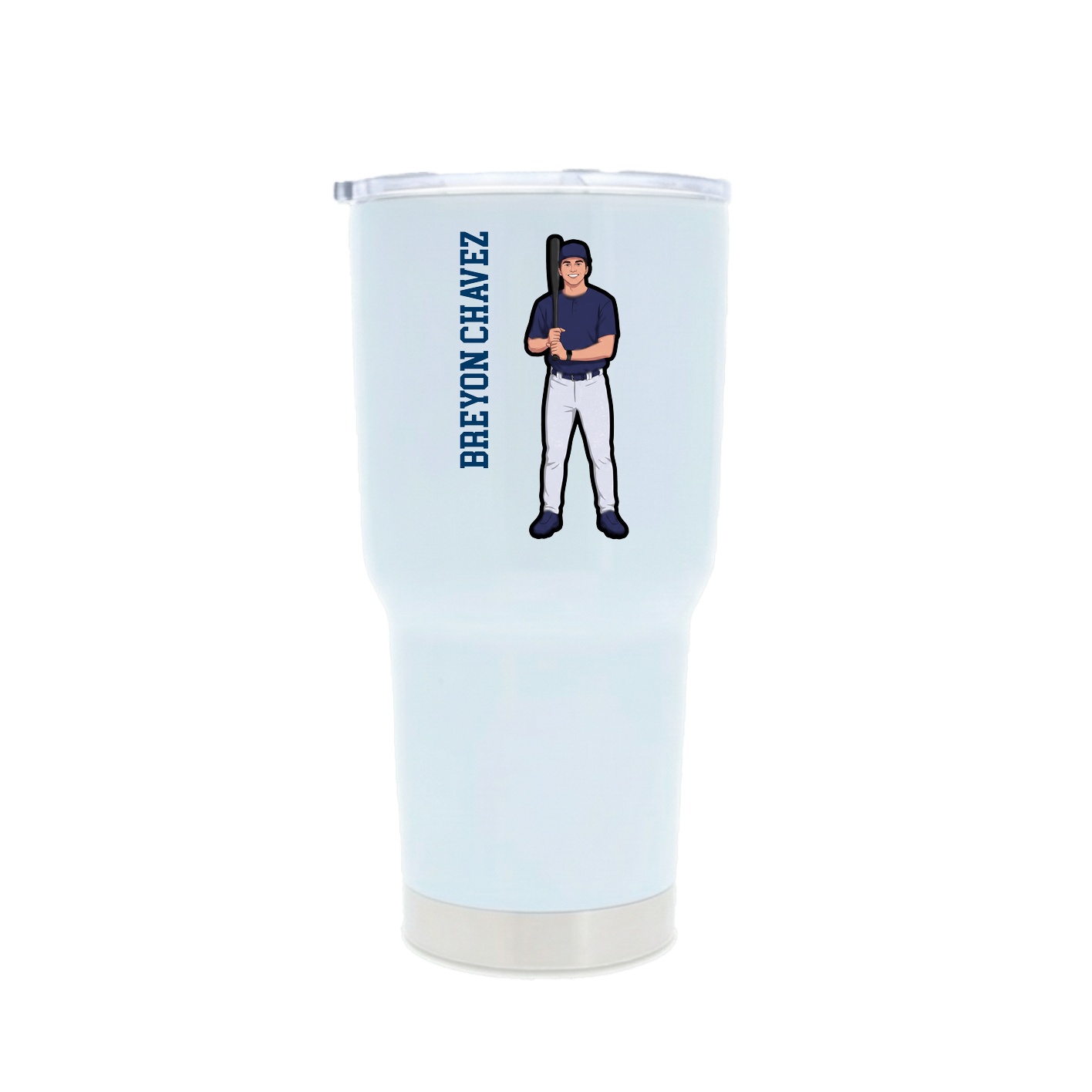 30oz Stainless Steel Tumbler — Name Vertical in White