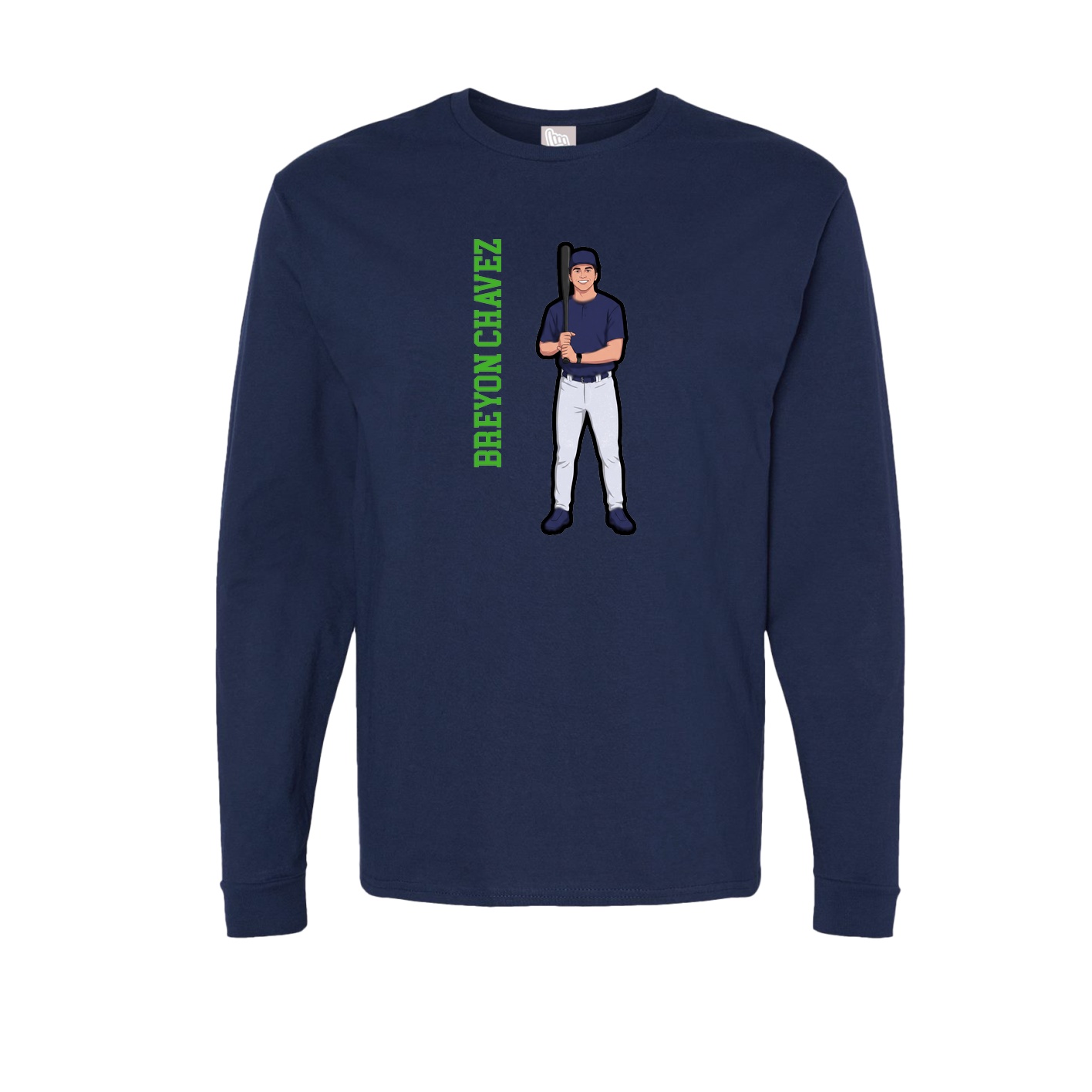 Long Sleeve Tee — Name Vertical in Navy