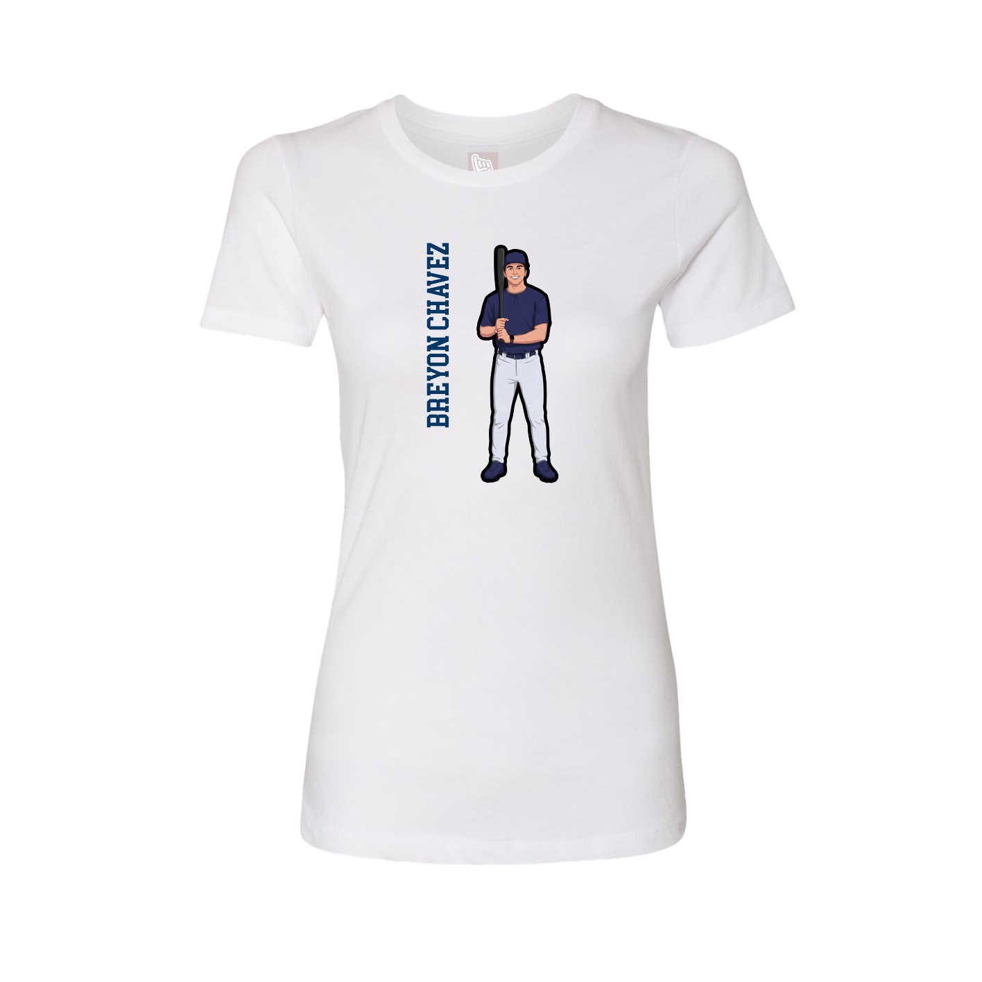 Fitted Women's Tee — Name Vertical in White