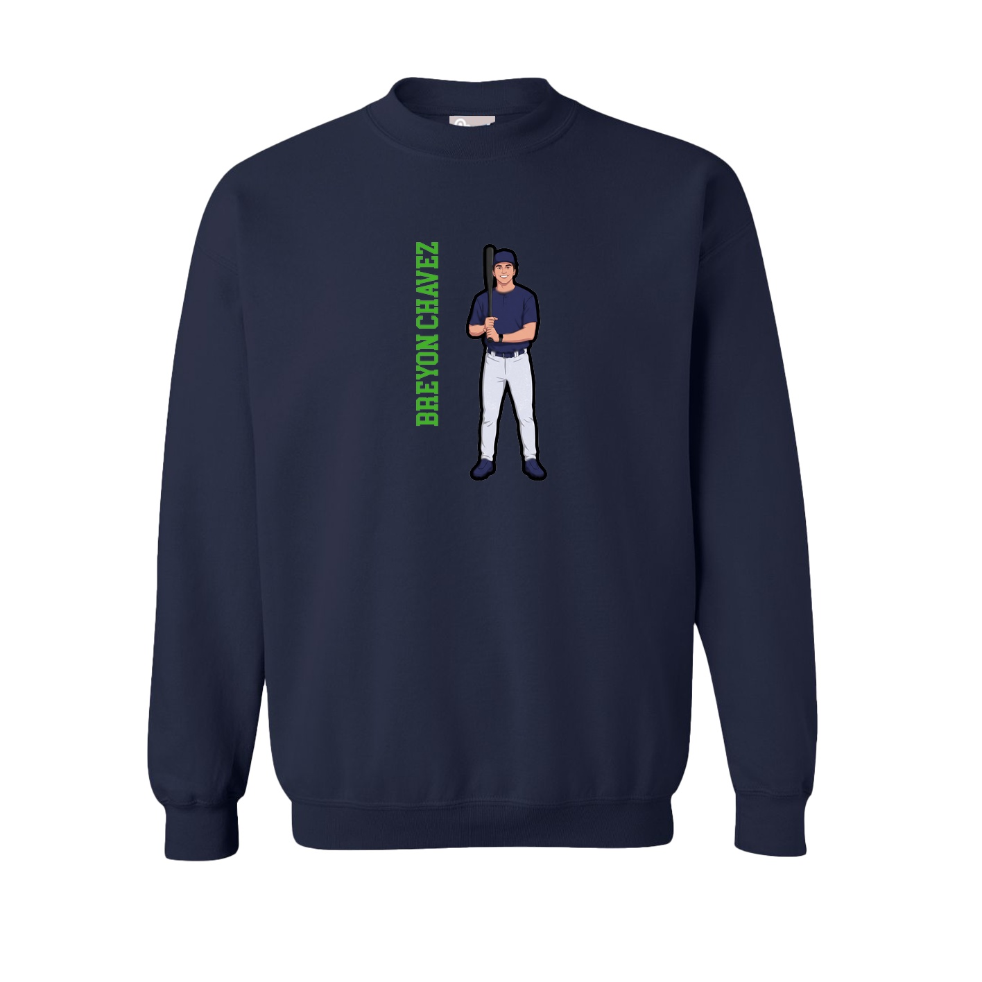 Fleece Crew — Name Vertical in Navy