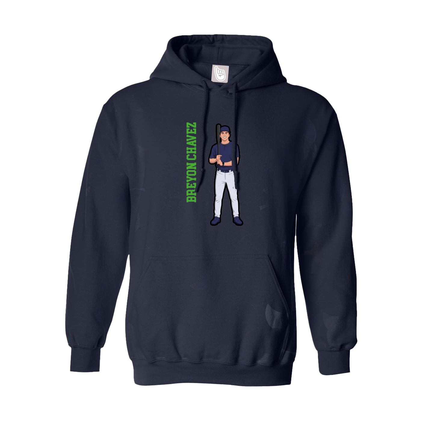 Youth Hoodie — Name Vertical in Navy