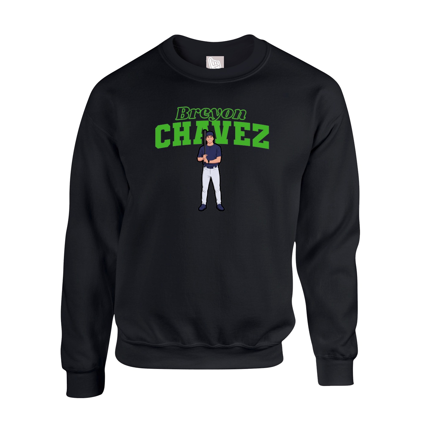 Fleece Crew — Name Arch in Black