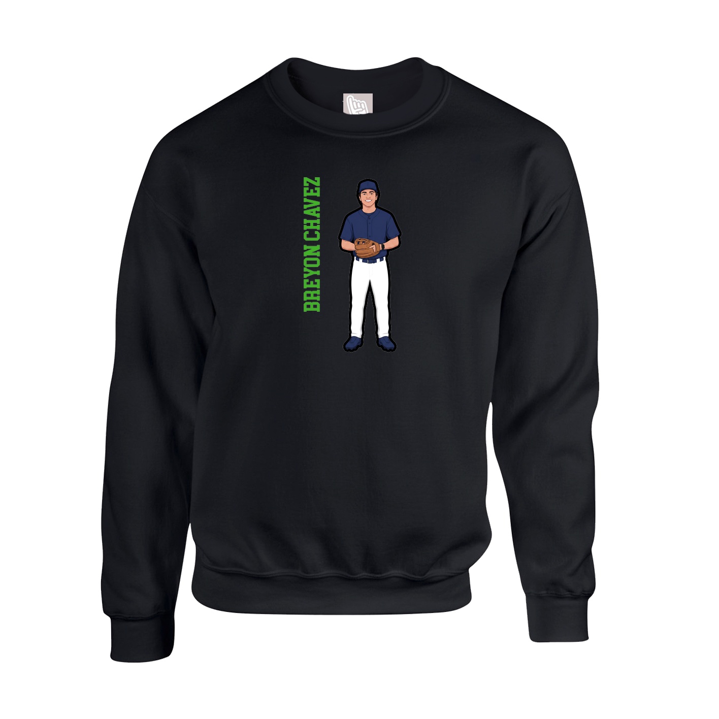 Fleece Crew — Name Vertical in Black
