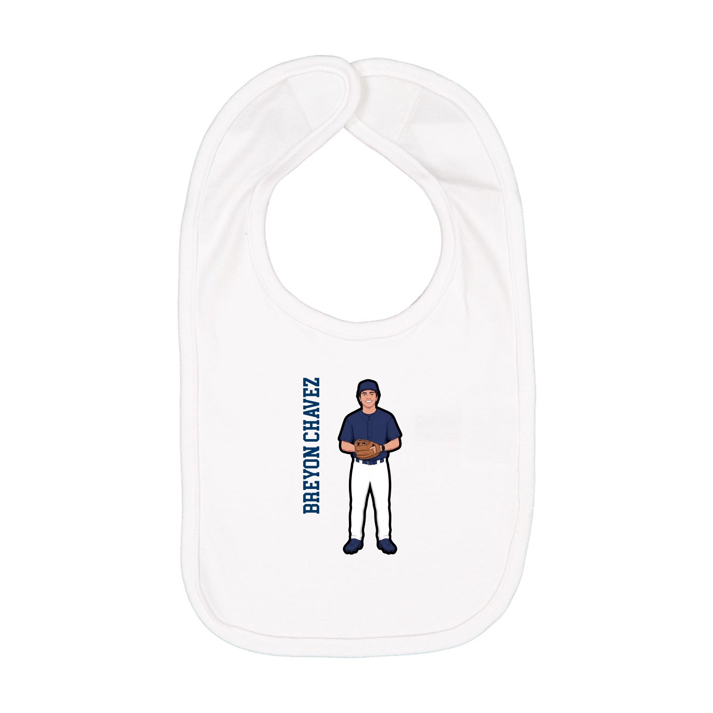 Infant Bib — Name Vertical in White