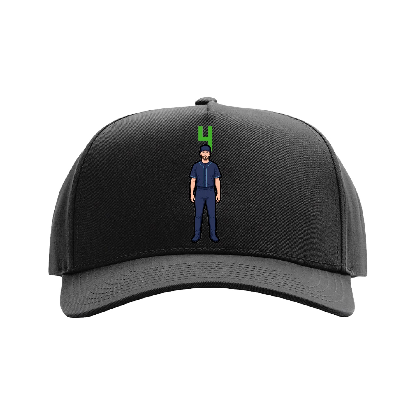 Full Fabric Five-Panel Champ Cap — Number Top in Black