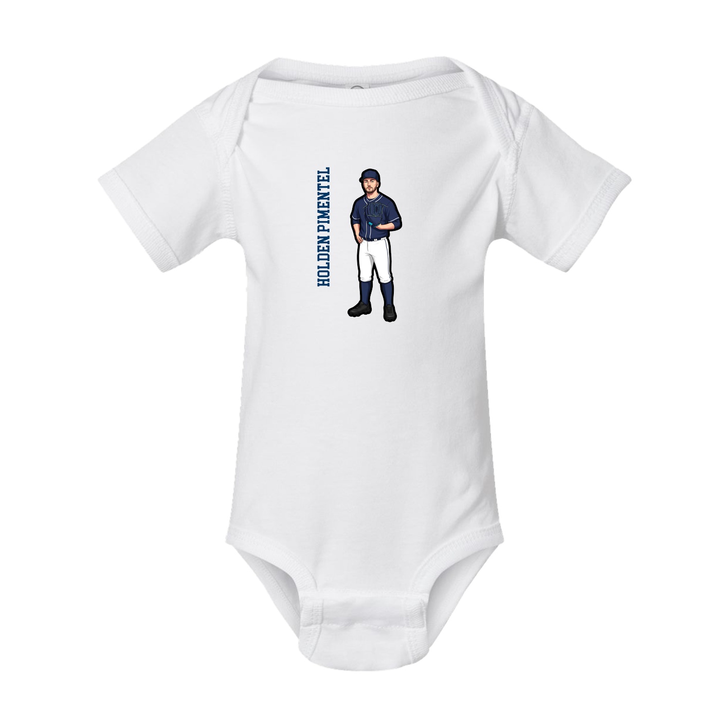 Baby Onesie — Name Vertical in White