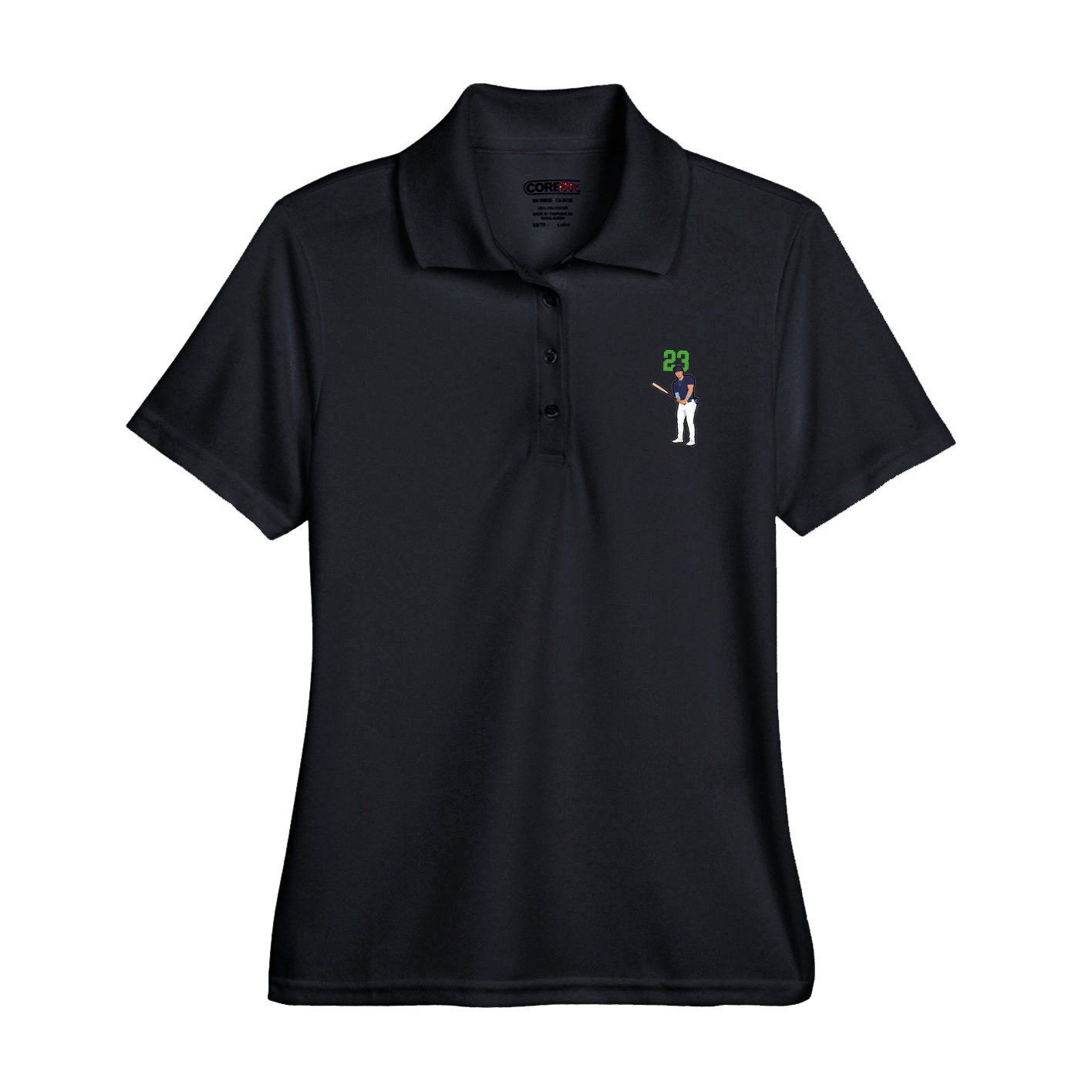 Womens Performance Polo — Number Top in Black