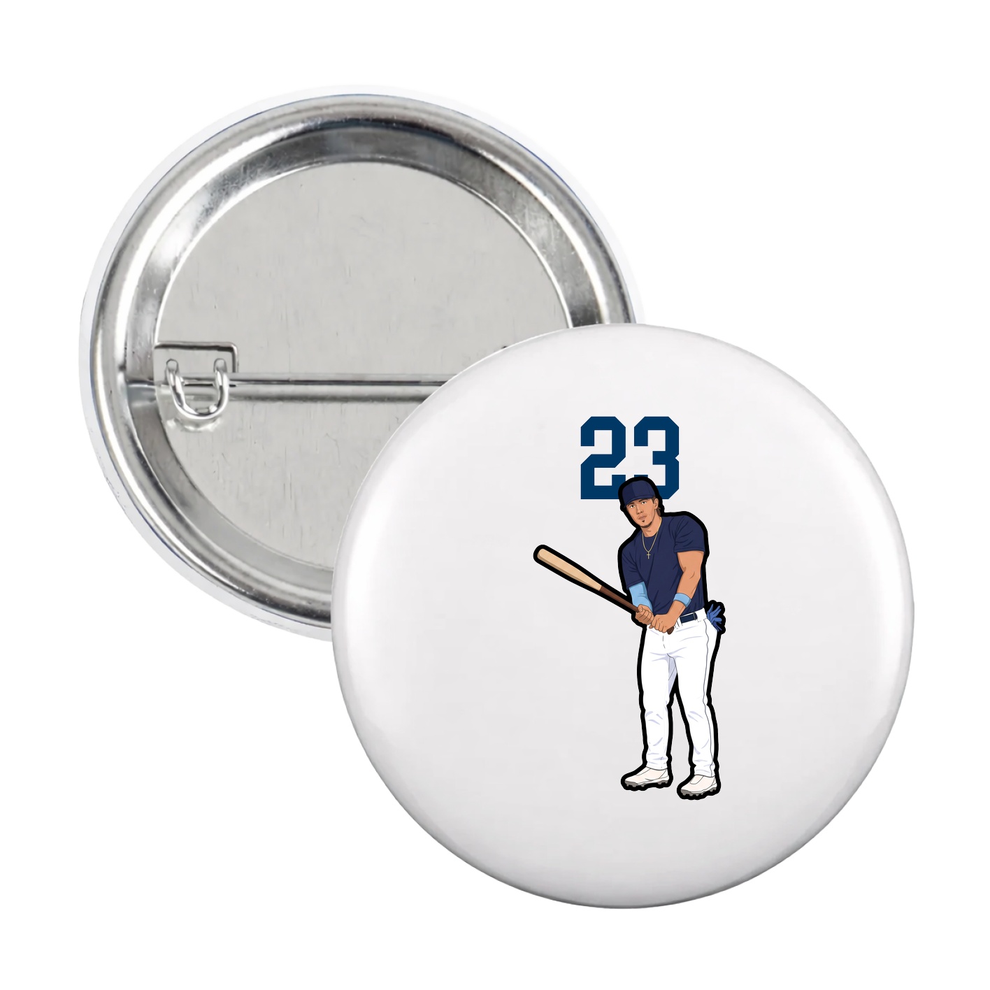 Game Day Button — Number Top in White
