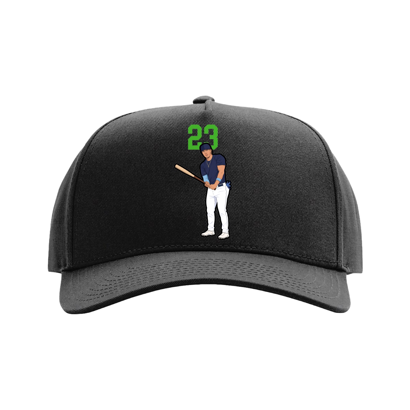 Full Fabric Five-Panel Champ Cap — Number Top in Black