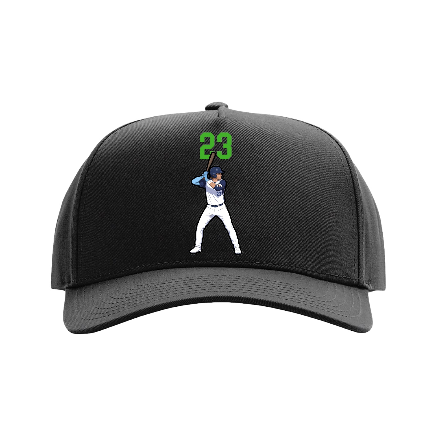 Full Fabric Five-Panel Champ Cap — Number Top in Black