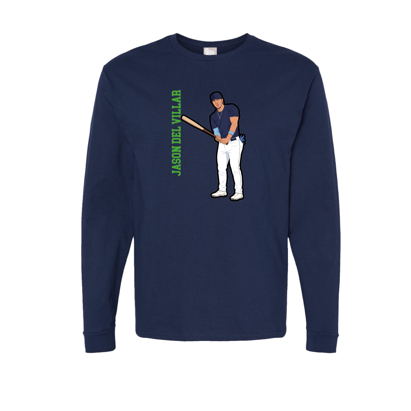 Long Sleeve Tee — Name Vertical in Navy