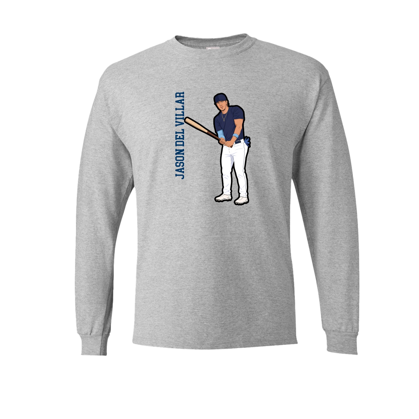 Long Sleeve Tee — Name Vertical in Grey