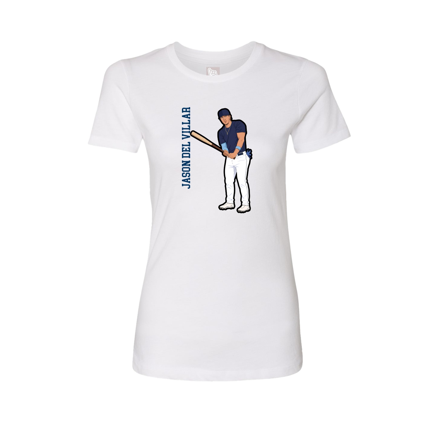 Womens Tee — Name Vertical in White