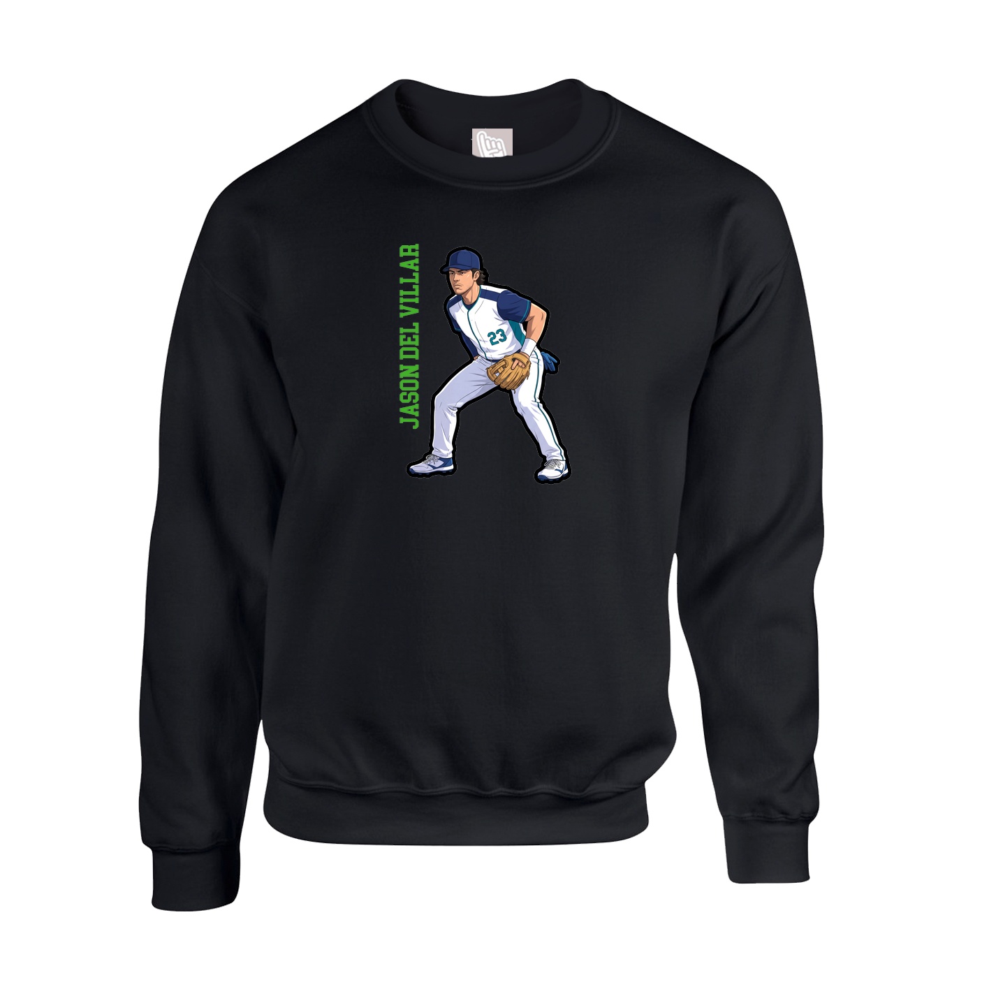 Fleece Crew — Name Vertical in Black