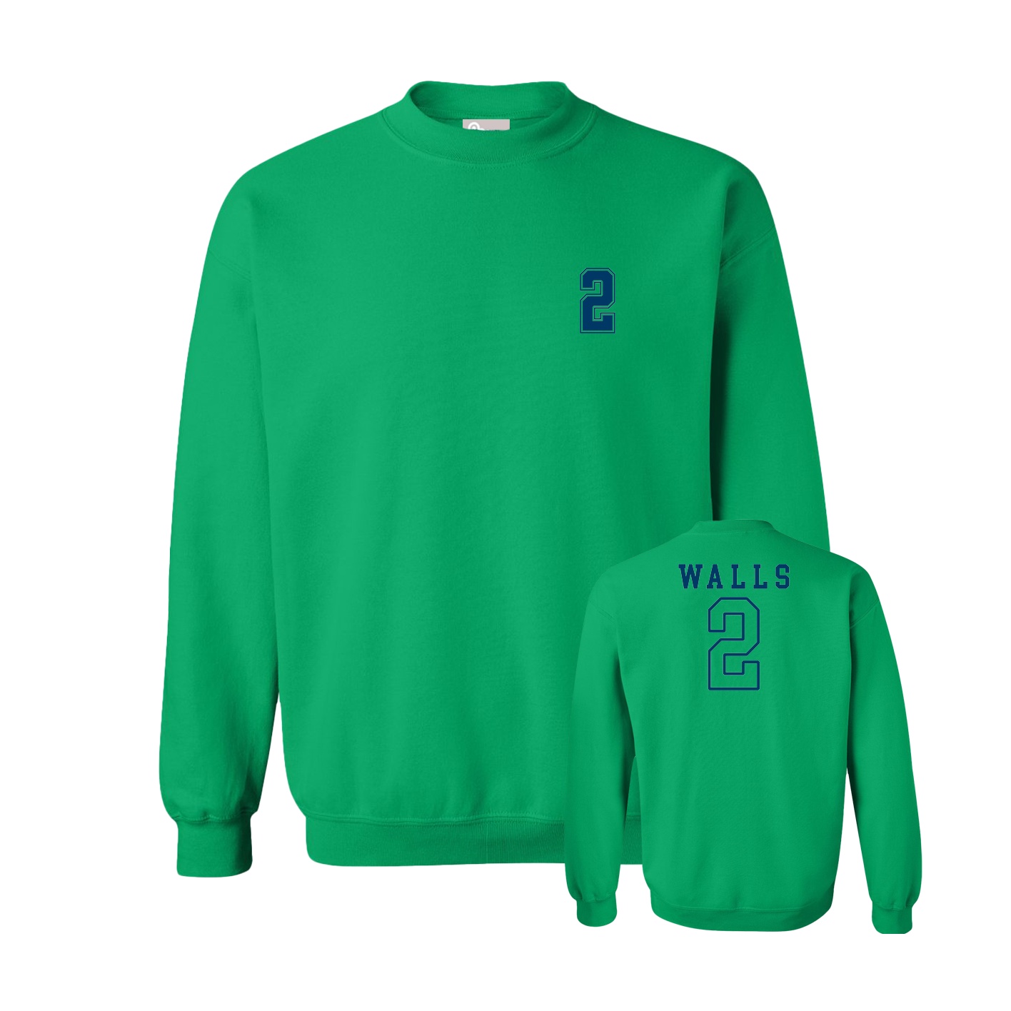 Fleece Crew — Chest Back in Green