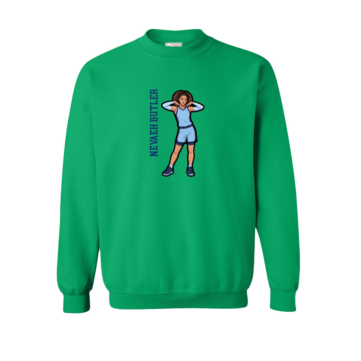 Fleece Crew — Name Vertical in Green