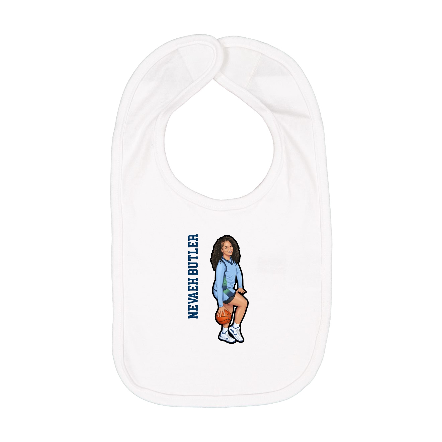 Infant Bib — Name Vertical in White