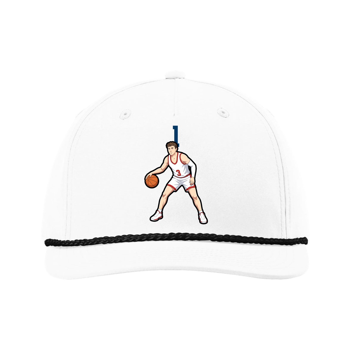 Five-Panel Classic Rope Cap — Number Top in White